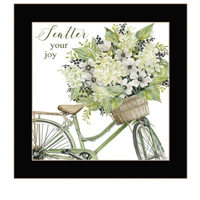 HomeRoots SCATTER YOUR JOY WITH FLOWERS Black Framed Print Wall Art