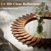 BEAUTYPEAK 20" Round Sunflower Wall Mirror, Boho Decorative Wood Frame, Vanity or Bathroom Wall Mirror for Living Room, Entryway, Bedroom - 4 of 4