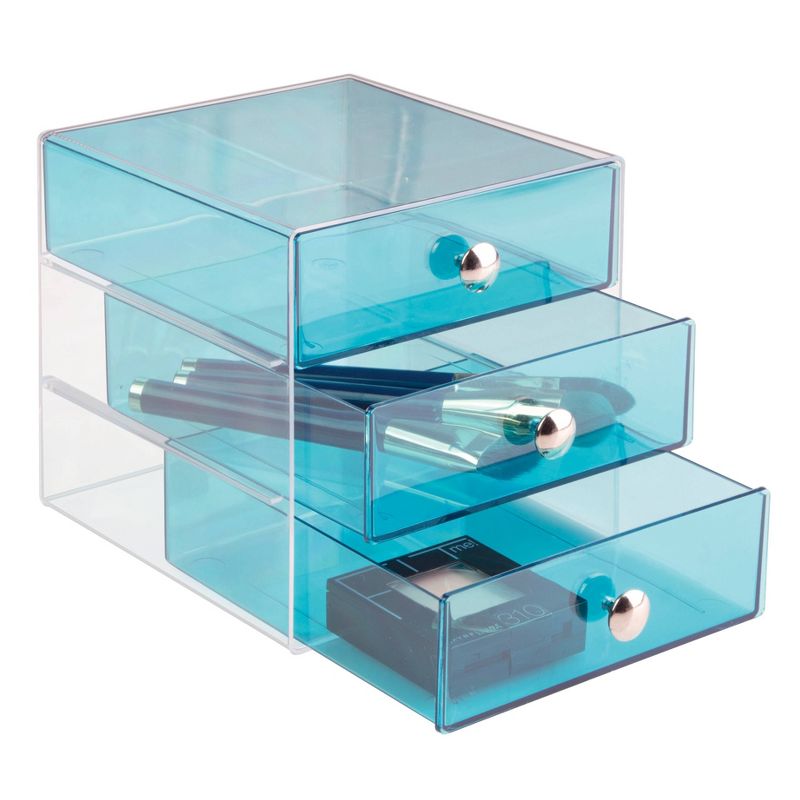 iDESIGN Plastic Original 3-Drawer Desk Organization Set Teal Blue, 4 of 5