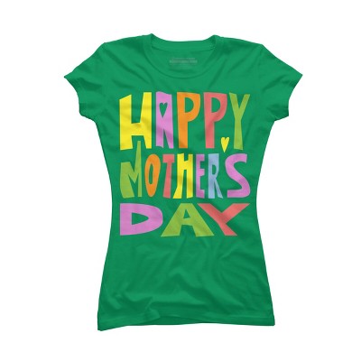 Junior's Design By Humans Happy Mother's Day Colorful Text By Yunta T-Shirt