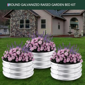 3-Pack Galvanized Metal Raised Garden Beds,2x2x1Ft Durable Round Planter Boxes for Outdoor Gardening,Open Bottom, Rust-Resistant,Easy Setup - 1 of 4