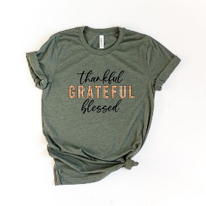 Simply Sage Market Women's Thankful Grateful Blessed Plaid Short Sleeve Graphic Tee - 1 of 4