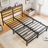 Queen Size Metal Bed Frame with Wooden Headboard and RGB Lights for Bedroom or Apartment - 4 of 4