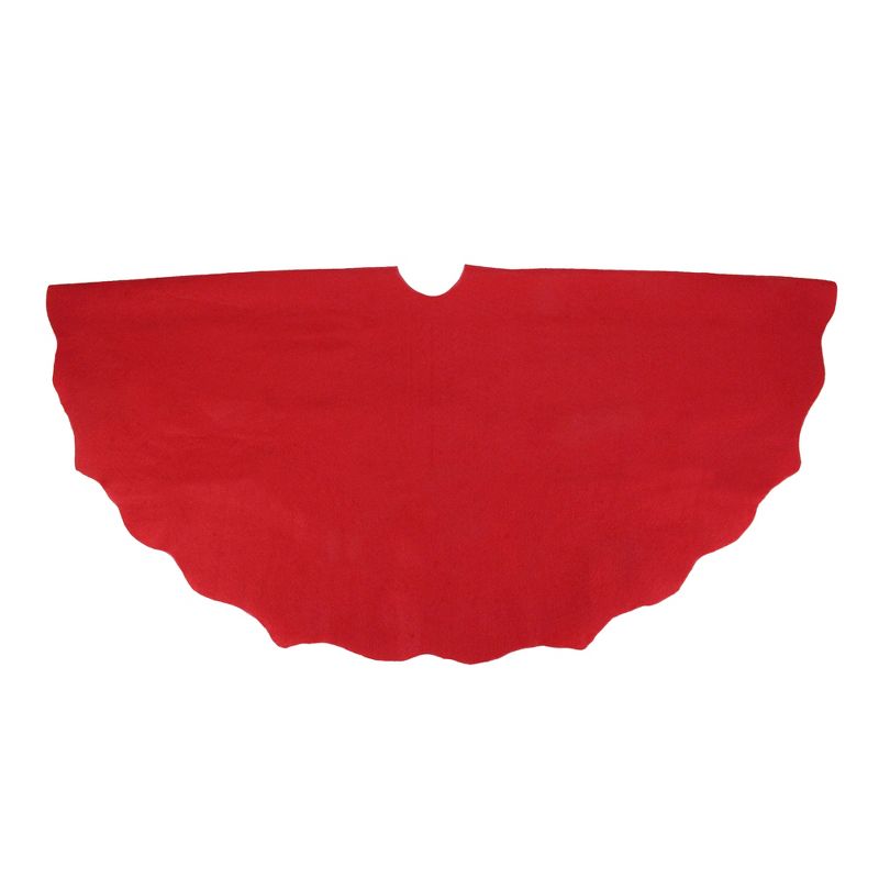 Northlight Christmas Tree Skirt with Scalloped Edge  - 38" - Red, 2 of 4