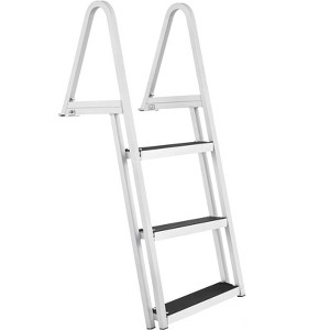 VEVOR Dock Ladder, Removable 3 Steps, 350 lbs Load Capacity, Aluminum Alloy Pontoon Boat Ladder with 4'' Wide Step & Nonslip Rubber Mat - 1 of 4
