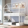 Okak Twin Over Twin House Bunk Bed with Safety Fence & Built-in Ladder Metal Bunk Bed for Kids, Girls, Boys Easy Assemble, White - 3 of 4