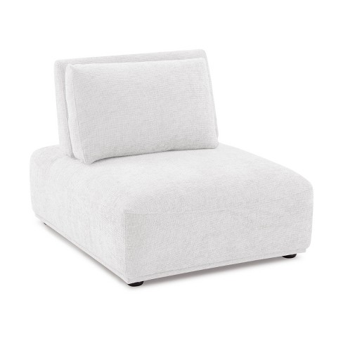 HOMES: Inside + Out Povoa Modern Modular Armless Chair Chenille with Extendable Backrest White - image 1 of 4