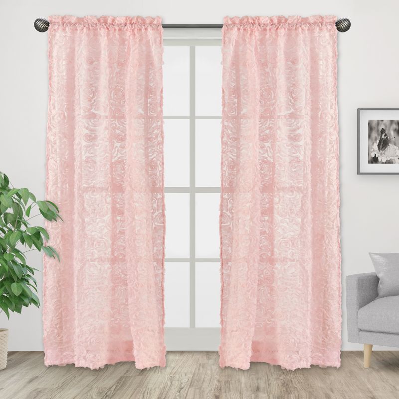 Sweet Jojo Designs Window Curtain Panels 84in. Rose Pink, 2 of 6