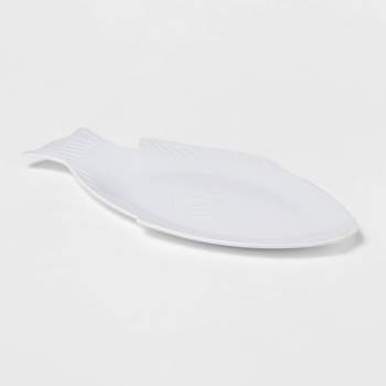 24" x 13" Melamine Lunar New Year Figural Fish Serving Platter White