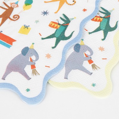 Animal Parade Scalloped Luncheon Napkins with Gold Foil, Pack of 16