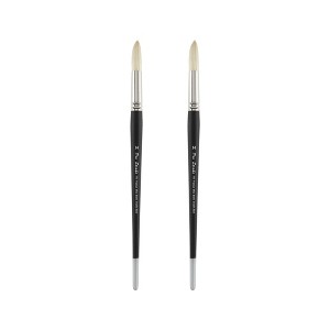 Creative Mark Pro Stroke Premium White Chungking Hog Bristle Artist Paint Brush - Round  - Natural Bristle Brush w/ Great Control Suitable for Oils, - 1 of 4