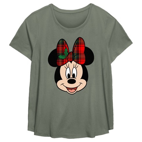 Women's Mickey & Friends Christmas Minnie Plaid Bow T-Shirt - image 1 of 3