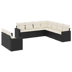 vidaXL Garden Sofa Set Black PE Rattan Large Adjustable Feet - 1 of 4