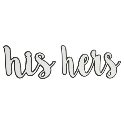 VIP Metal 11 in. White His Hers Table Signs Set of 2