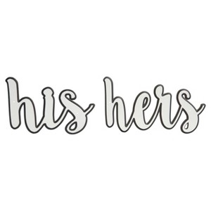 VIP Metal 11 in. White His Hers Table Signs Set of 2 - 1 of 3