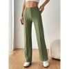 Women Elastic Straight Leg Long Pants High Waisted Summer Fall Casual Work Sweatpants Trousers with Pockets - 4 of 4