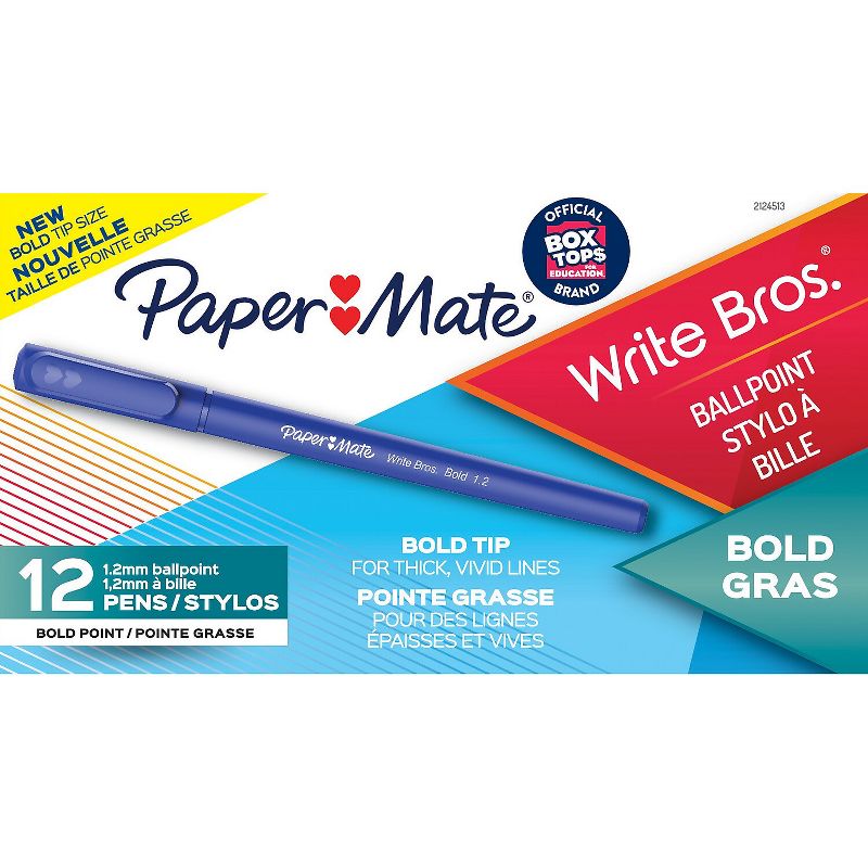 Paper Mate Write Bros. Ballpoint Pen Bold Point Blue Ink Dozen (2124513), 1 of 6
