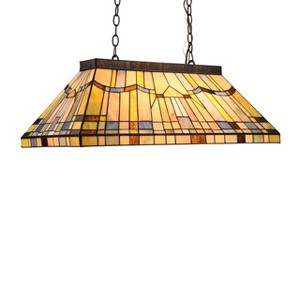 Chloe Lighting Kinsey Tiffany-Style Blackish Bronze 3 Light Mission Island Fixture 28" Wide - 1 of 3