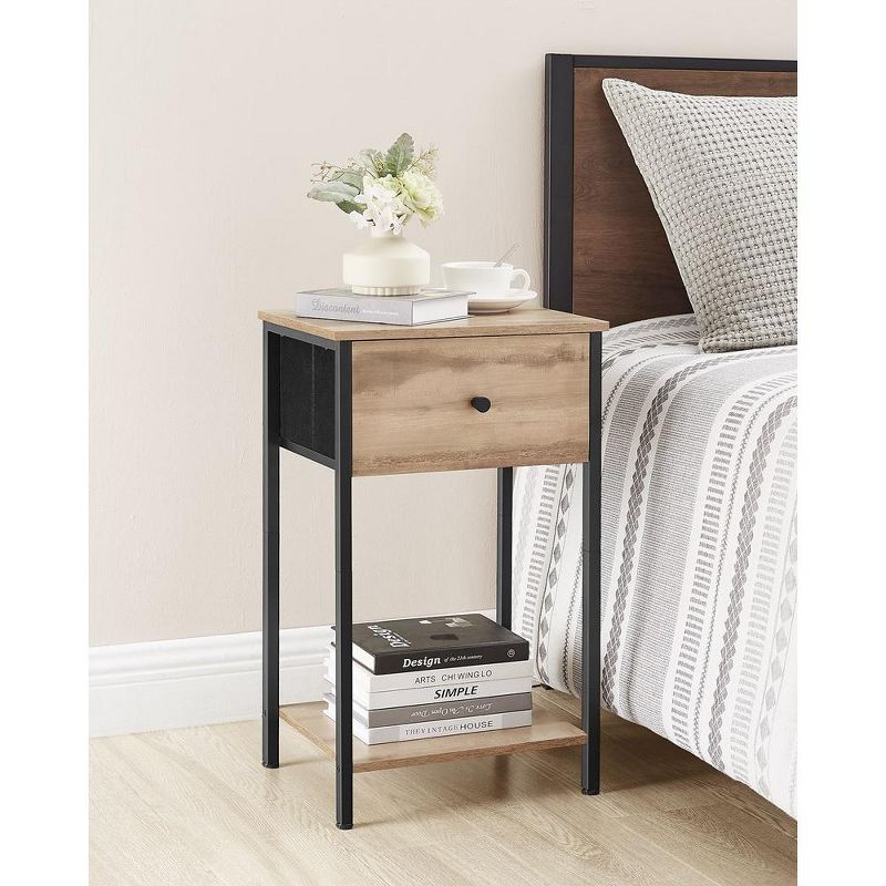 VASAGLE Nightstand Side Fabric Drawer 24-Inch Tall End Table with Storage Shelf Bedroom, 2 of 6