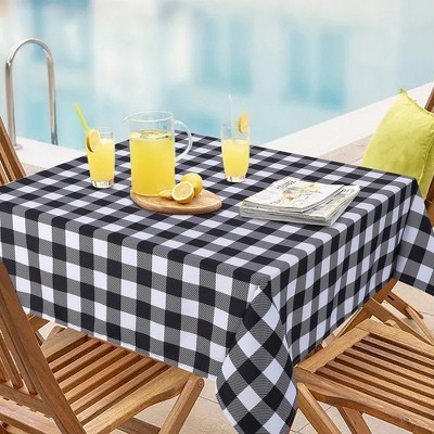 Trinity Buffalo Checkered Tablecloth, Water Resistant 200GSM Fabric Table  Cloth Cover for Dining Tables, Black, 52 x 70 Inches