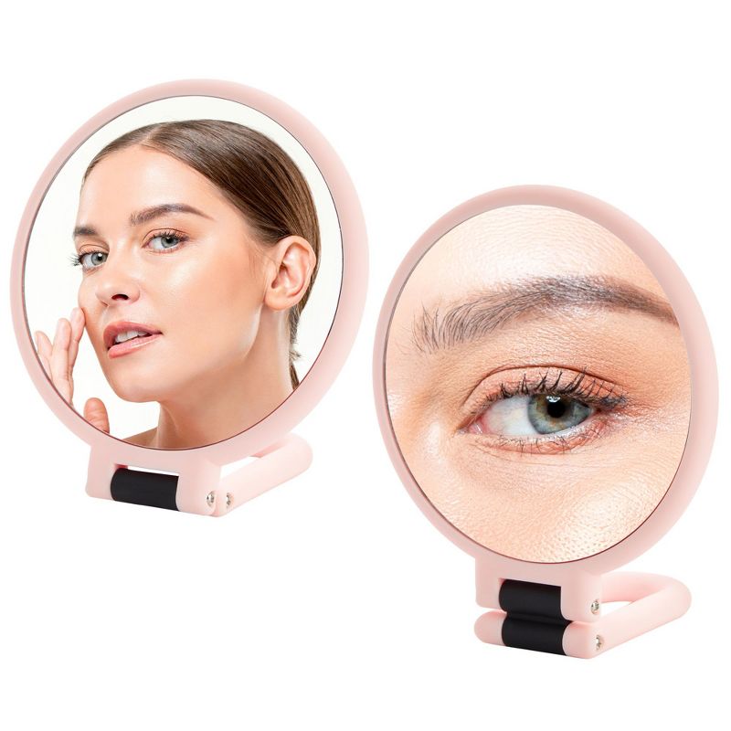 Glamlily Handheld Magnifying Mirror for Makeup, 1/10x Magnification (5.5 in, Pink), 5 of 10