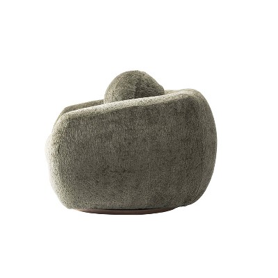 Tribeca Olive Green Chenille Swivel Accent Chairs with Wood Base, Set of 2