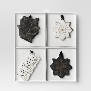 16ct Christmas Tie-On Gift Tags Black/Gold/White - Wondershop™ - 1 of 3