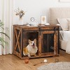 Dog Crate Furniture with Sliding Barn Door, 37''Dog Cage Furniture, Wooden Dog Kennel End Table with Detachable Divider, Indoor Puppy Kennel - 3 of 4