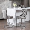 OUTSUPPLY Set of 2 Velvet Bar Stools, Modern Button-Tufted Counter Height Chairs with Chrome Base, Farmhouse Kitchen Island Stools - 4 of 4