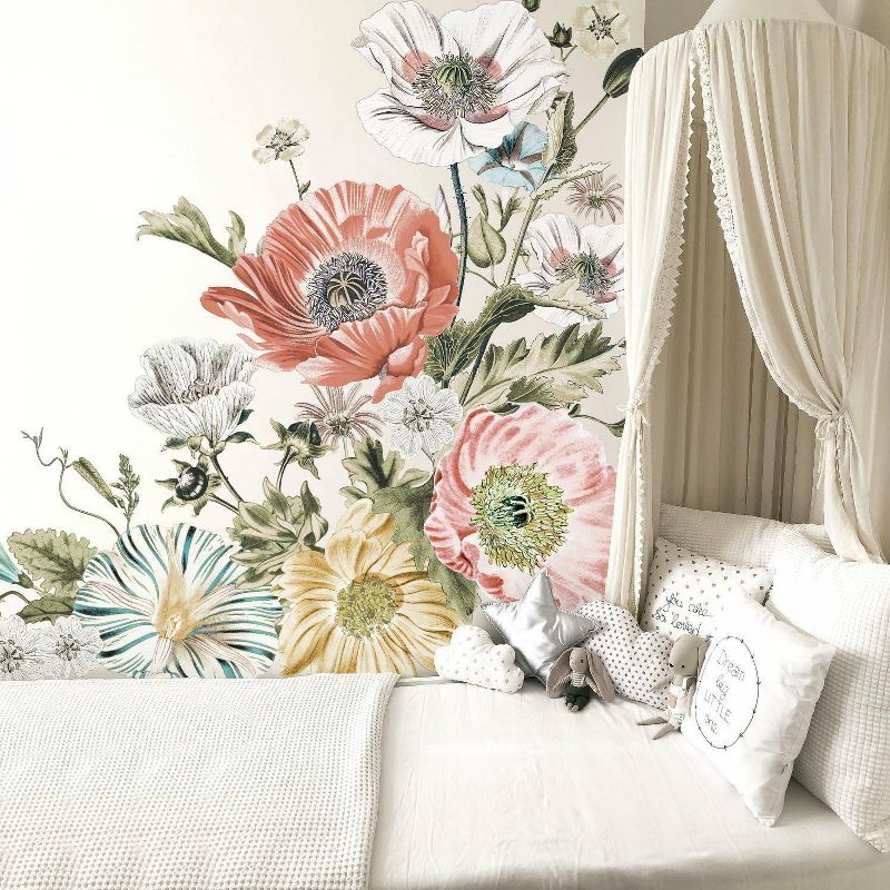 Vintage Poppy Floral Peel and Stick Giant Wall Decal - RoomMates, 3 of 9