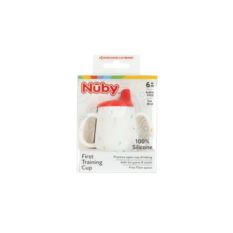 Nuby 2oz 2 Handle Silicone Cup with Spout Lid - Confetti Neutral, 4 of 6