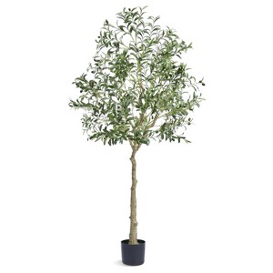 VEVOR Artificial Olive Tree, 6 FT Tall Faux Plant, Secure PE Material & Anti-Tip Tilt Protection Low-Maintenance Plant, for Home Office, Green - 1 of 4