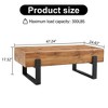 MDF Top Wide Coffee Table Natural Wood Tone With Metal Legs Industrial Modern Steel For Living Room Outdoor, Wood - 3 of 4