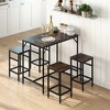HOMCOM 5-Piece Industrial Dining Table Set, Bar Table & 4 Stools Set, Space Saving for Pub & Kitchen, Black/Brown - 3 of 4