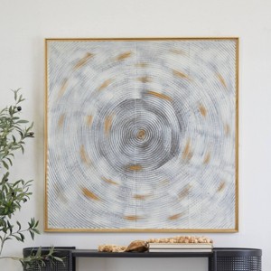 Metal Starburst Spiral Framed Wall Art with Gold Frame White - Olivia & May: Contemporary Style, Vertical Orientation, Object Art Subject - 1 of 4