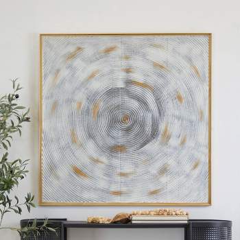 Metal Starburst Spiral Framed Wall Art with Gold Frame White - Olivia & May