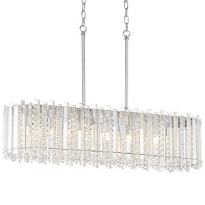 Possini Euro Design Mirabell Chrome Linear Island Pendant Chandelier 34" Wide Modern LED Clear Glass Crystal 6-Light Fixture for Dining Room Kitchen - 1 of 4