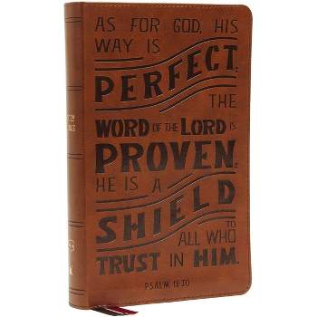 Nkjv, Personal Size Reference Bible, Verse Art Cover Collection, Leathersoft, Tan, Red Letter, Comfort Print - by  Thomas Nelson (Leather Bound)