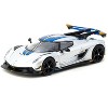 Koenigsegg Jesko Attack Silver Metallic with Blue Stripes "Global64" Series 1/64 Diecast Model by Tarmac Works - 2 of 4