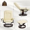 Bosmiller Massage Recliner with Ottoman Swivel Wood Base, Adjustable Recline, Faux Leather Lounge Chair with Footrest for Living Room and Bedroom - 3 of 4