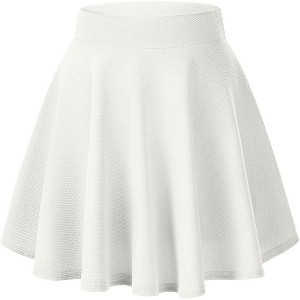 Women's Basic Stretch Flared Skater Skirt - Versatile Casual Mini Skirt for Effortless Style White White X-Small - 1 of 4
