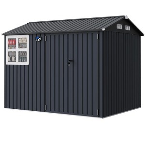 6x8 ft Heavy-Duty Metal Storage Shed with Lockable Door&Windows,Galvanized Steel Outdoor Utility Shed with Sloped Roof for Backyard, Garden,Garage - 1 of 4