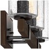 Franklin Iron Works Poetry Rustic Farmhouse Wall Light Bronze Wood Grain 23 1/2" 3-Light Fixture Seedy Glass for Bedroom Bathroom Vanity Living Room - 3 of 4