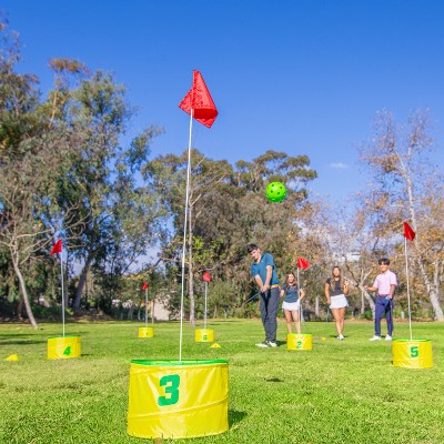 GoSports Yard Links Golf Game with Yellow Buckets and Tee Markers