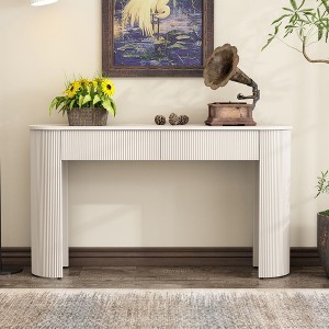 NicBex Modern Fluted Design Console Table with 2 Storage Drawers,Oval Entryway Table Foyer Tables for Entryway,Hallway,Living Room - 1 of 4