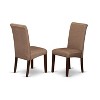 HomeStock Dining Room Table Set 3 Pc - Two Dining Chairs and a Dining Room Table - Mahogany Finish Solid wood - Brown Color Linen Fabric - 3 of 3