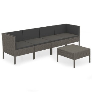 vidaXL Garden Lounge Set Patio Sectional Sofa Couch Outdoor Poly Rattan Grey - 1 of 4