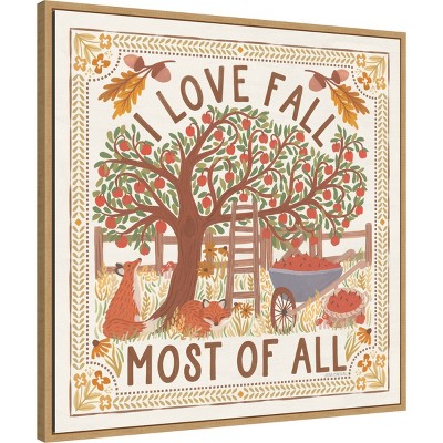 Autumn Days II 30" x 30" Brown Framed Canvas Wall Art Print
