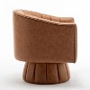 SEYNAR Mid-Century Swivel PU Leather Tufted Round Accent Barrel Chair - 3 of 4