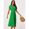 Seta T Women's Casual Short Sleeve Wrap V Neck Flowy Pleated Midi Dress with Belt - 2 of 4
